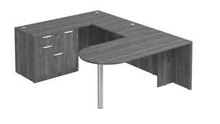U Shaped Single Pedestal Desks PBD Furniture U-Desk 66in W x 96in D with Combo File Pedestal and Bullet