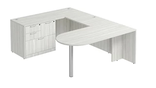 U Shaped Single Pedestal Desks PBD Furniture U-Desk 66in W x 102in D with Combo File Pedestal and Bullet