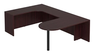 U Shaped Desk Shells PBD Furniture Bullet U-Desk Shell 66in W x 102in D with Extended Back Credenza