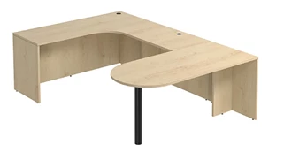 U Shaped Desk Shells PBD Furniture U-Desk Shell 66in W x 108in D with Extended Back Credenza and Bullet