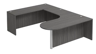 U Shaped Desk Shells PBD Furniture Bullet U-Desk Shell 71in W x 102in D with Extended Back Credenza