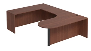 U Shaped Desk Shells PBD Furniture U-Desk Shell 71in W x 96in D with Extended Back Credenza and Bullet