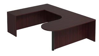 U Shaped Desk Shells PBD Furniture U-Desk Shell 71in W x 114in D with Extended Back Credenza and Bullet