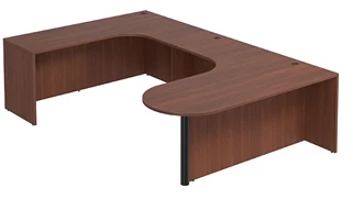 U Shaped Desk Shells PBD Furniture U-Desk Shell 71in W x 126in D with Extended Corner Credenza and Bullet