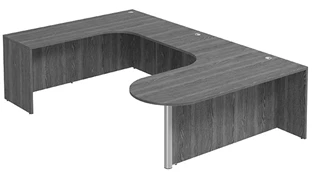 U Shaped Desk Shells PBD Furniture U-Desk Shell 71in W x 108in D with Extended Corner Credenza and Bullet