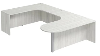 U Shaped Desk Shells PBD Furniture U-Desk Shell 71in W x 114in D with Extended Corner Credenza and Bullet