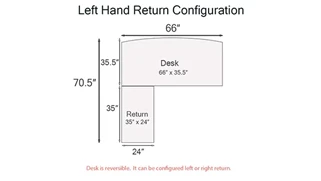 L Shaped Desk Shells PBD Furniture PL Series Bow-Front L-Shaped Desk Shell 66in W x 71in D