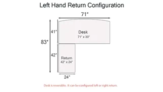 L Shaped Double Pedestal Desks PBD Furniture PL Series Bow-Front L-Shaped Desk 72in W x 84in D with 2 and 3 Drawer Pedestals