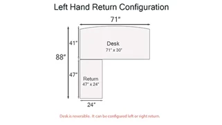 L Shaped Desk Shells PBD Furniture PL Series Bow-Front L-Shaped Desk Shell 72in W x 88in D