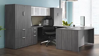 U Shaped Desks with Hutch PBD Furniture U Shaped Desk with Hutch and Additional Storage
