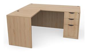 L Shaped Desks Office Source 66in x 72in Single Pedestal L-Shaped Desk