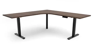 Standing Desks - Electronically Adjustable PBD Furniture 6ft x 78in Curve Corner Electronic Adjustable Height Sit to Stand L-Desk 