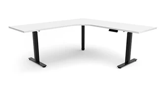 Standing Desks - Electronically Adjustable PBD Furniture 6ft x 78in Curve Corner Electronic Adjustable Height Sit to Stand L-Desk 