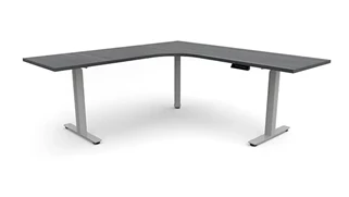 Standing Desks - Electronically Adjustable PBD Furniture 6ft x 78in Curve Corner Electronic Adjustable Height Sit to Stand L-Desk 