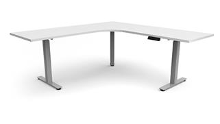 Adjustable Height Desks & Tables Office Source 6ft x 78in Curve Corner Electronic Adjustable Height Sit to Stand L-Desk 