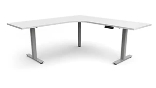 Standing Desks - Electronically Adjustable PBD Furniture 6ft x 78in Curve Corner Electronic Adjustable Height Sit to Stand L-Desk 