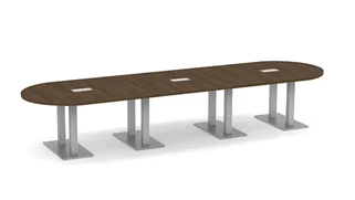 Conference Tables PBD Furniture 14ft Racetrack Shape Dual Post Metal Legs Conference Table