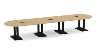 Conference Tables PBD Furniture 16ft Racetrack Shape Dual Post Metal Legs Conference Table