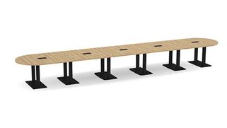 Conference Tables PBD Furniture 22ft Racetrack Shape Dual Post Metal Legs Conference Table