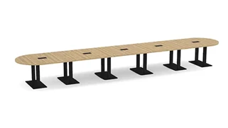 Conference Tables PBD Furniture 22ft Racetrack Shape Dual Post Metal Legs Conference Table