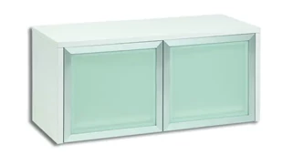 Desk Hutches PBD Furniture 72in Wall Mount Hutch with 4 Silver Framed Doors