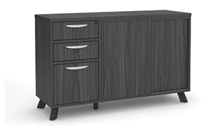 Combo Credenzas PBD Furniture Compact 54in wide Sliding Door and Pedestal Credenza
