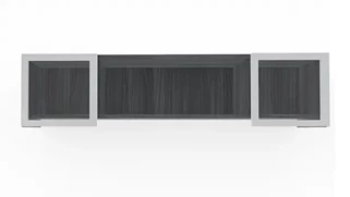 Desk Hutches PBD Furniture 72in Wall Mount Hutch with Silver Framed Glass Doors