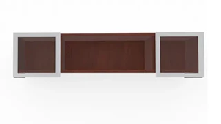 Desk Hutches PBD Furniture 72in Wall Mount Hutch with Silver Framed Glass Doors