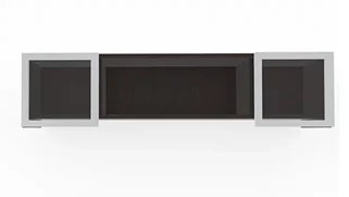 Desk Hutches PBD Furniture 72in Wall Mount Hutch with Silver Framed Glass Doors