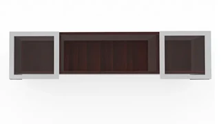 Desk Hutches PBD Furniture 72in Wall Mount Hutch with Silver Framed Glass Doors