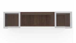 Desk Hutches PBD Furniture 72in Wall Mount Hutch with Silver Framed Glass Doors