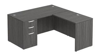 L Shaped Single Pedestal Desks PBD Furniture L-Desk 60in W x 65in D with 3 Drawer Pedestal