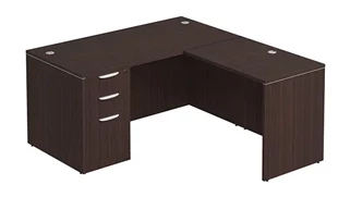 L Shaped Single Pedestal Desks PBD Furniture L-Desk 60in W x 60in D with 3 Drawer Pedestal