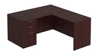 L Shaped Single Pedestal Desks PBD Furniture L-Desk 66in W x 60in D with 3 Drawer Pedestal