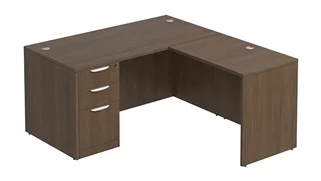 L Shaped Single Pedestal Desks PBD Furniture L-Desk 71in W x 65in D with 3 Drawer Pedestal