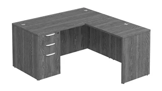 L Shaped Single Pedestal Desks PBD Furniture L-Desk 71in W x 66in D with 3 Drawer Pedestal