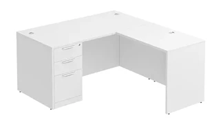 L Shaped Single Pedestal Desks PBD Furniture L-Desk 60in W x 77in D with 3 Drawer Pedestal