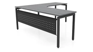 L Shaped Desk Shells PBD Furniture 72in x 72in Curve Corner L-Desk with Modesty Panel