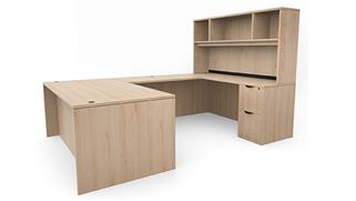 U Shaped Desks Office Source 72in x 107in Double Pedestal U-Desk with Open Hutch