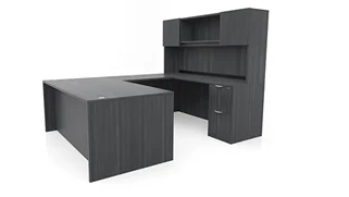 U Shaped Desks with Hutch PBD Furniture 72in x 96in Double Pedestal U-Desk with Door Hutch