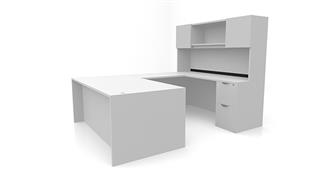 U Shaped Desks Office Source 72in x 96in Double Pedestal U-Desk with Door Hutch