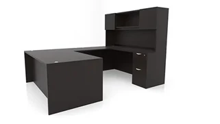 U Shaped Desks with Hutch PBD Furniture 72in x 102in Double Pedestal U-Desk with Door Hutch