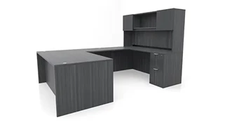 U Shaped Desks with Hutch PBD Furniture 72in x 107in Double Pedestal U-Desk with Door Hutch