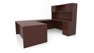 U Shaped Desks with Hutch PBD Furniture 72in x 107in Double Pedestal U-Desk with Door Hutch