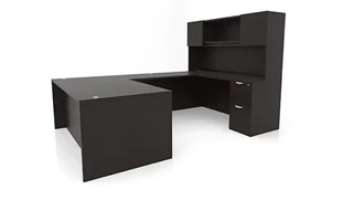 U Shaped Desks with Hutch PBD Furniture 72in x 107in Double Pedestal U-Desk with Door Hutch