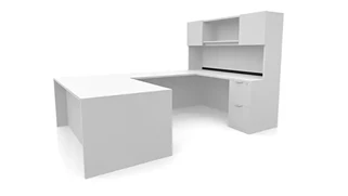 U Shaped Desks with Hutch PBD Furniture 72in x 107in Double Pedestal U-Desk with Door Hutch