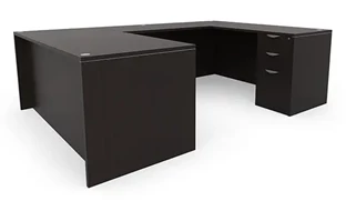 U Shaped Double Pedestal Desks PBD Furniture 60in x 96in Double Pedestal U-Desk 