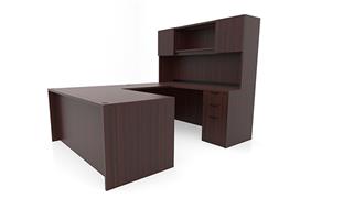 U Shaped Desks Office Source 66in x 89in Double Pedestal U-Desk with Door Hutch 
