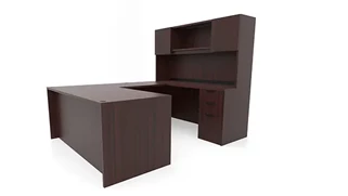 U Shaped Desks with Hutch PBD Furniture 66in x 89in Double Pedestal U-Desk with Door Hutch