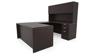 U Shaped Desks with Hutch PBD Furniture 72in x 89in Double Pedestal U-Desk with 4 Door Hutch 